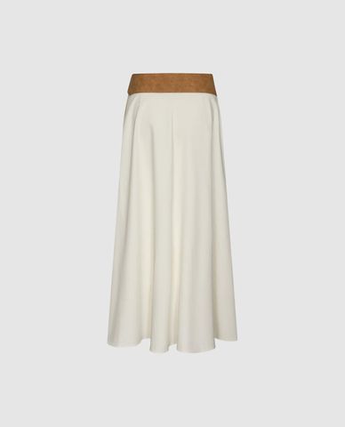  URBAN REVIVO - Chân váy phom suông midi phối đai bản lớn 