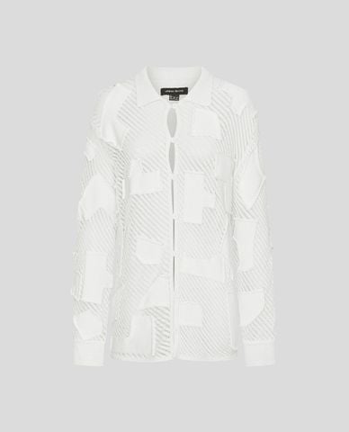  URBAN REVIVO - Áo khoác cardigan nữ cổ bẻ họa tiết đắp vải 
