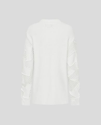  URBAN REVIVO - Áo khoác cardigan nữ cổ bẻ họa tiết đắp vải 