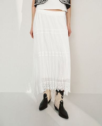  URBAN REVIVO - Chân váy chữ A midi Lace A Line 