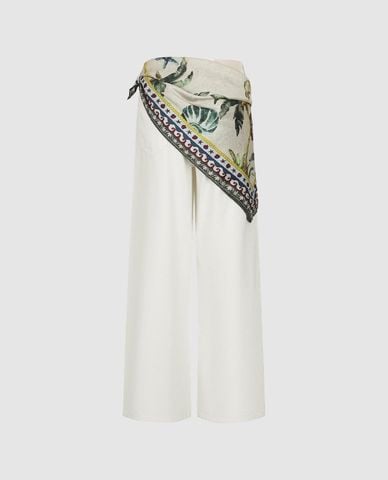  URBAN REVIVO - Quần nữ ống rộng kèm khăn họa tiết 