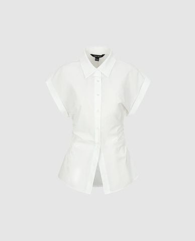  URBAN REVIVO - Áo sơ mi nữ tay liền chiết eo 