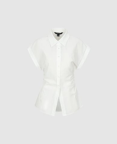  URBAN REVIVO - Áo sơ mi nữ tay liền chiết eo 