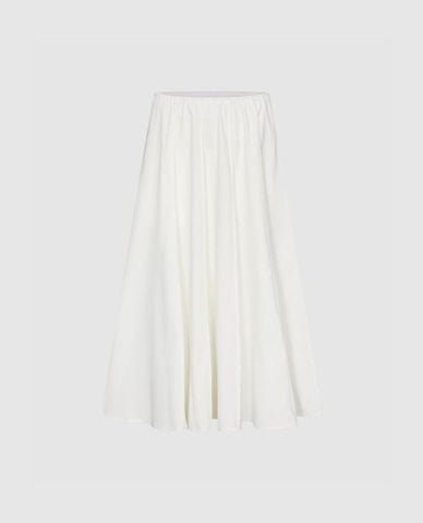  URBAN REVIVO - Chân váy chữ A midi xếp li lưng thun 