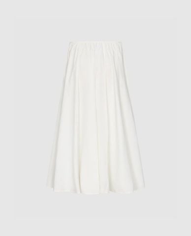  URBAN REVIVO - Chân váy chữ A midi xếp li lưng thun 