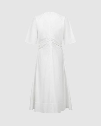  URBAN REVIVO - Đầm midi cổ V tay ngắn 