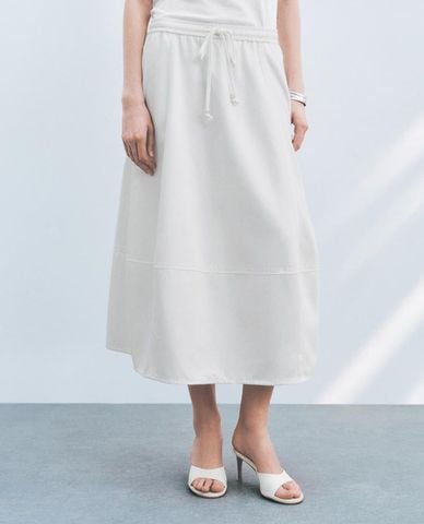  URBAN REVIVO - Chân váy denim midi lưng thun 
