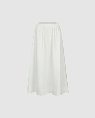  URBAN REVIVO - Chân váy denim midi lưng thun 