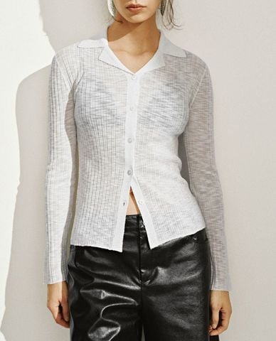  URBAN REVIVO - Áo khoác cardigan nữ cổ bẻ tay dài 