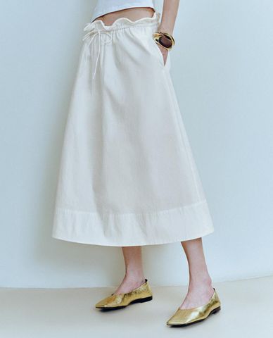  URBAN REVIVO - Chân váy chữ A midi nhún bèo 