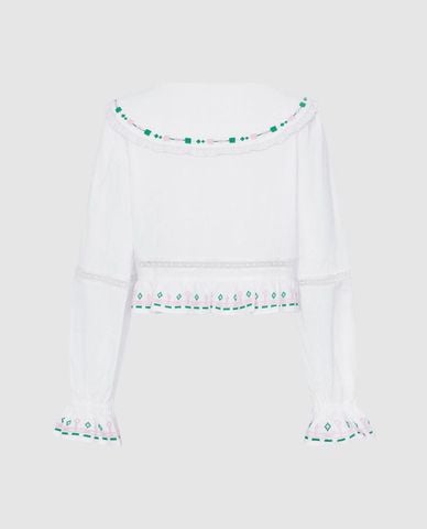  URBAN REVIVO - Áo kiểu nữ cổ V tay dài phối dây thanh lịch 
