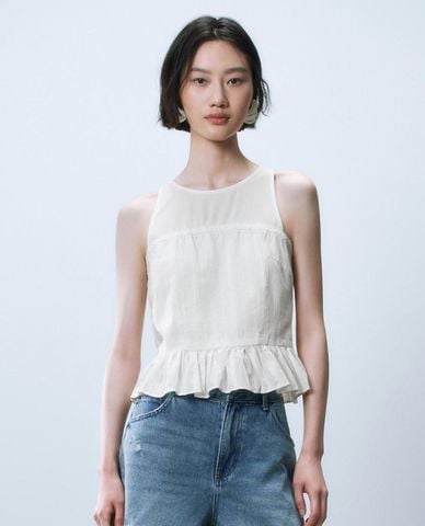  URBAN REVIVO - Áo sát nách nữ cổ tròn Paneled Overhead 