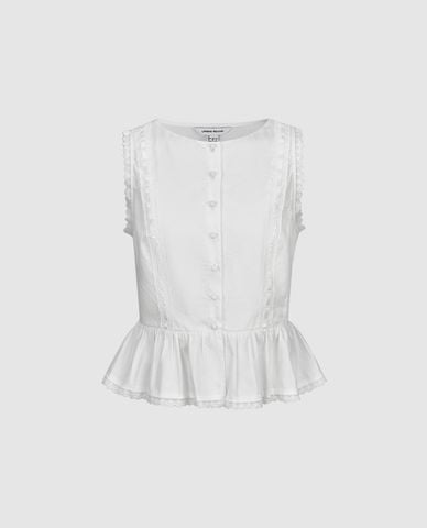  URBAN REVIVO - Áo sát nách nữ dáng xòe phối nút 