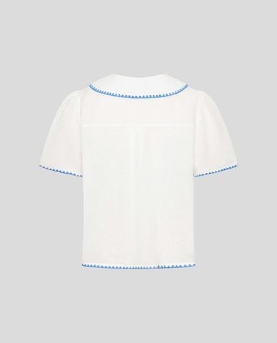  URBAN REVIVO - Áo kiểu nữ cổ bẻ tay ngắn in họa tiết 