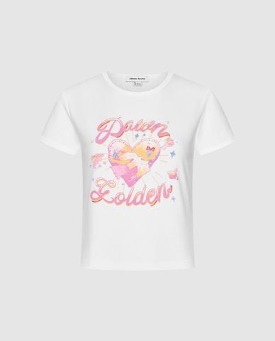  URBAN REVIVO - Áo croptop nữ cổ tròn tay ngắn 