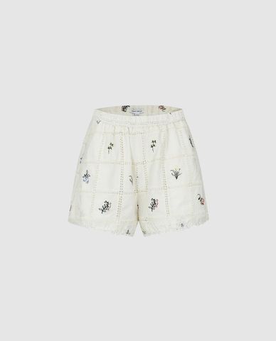  URBAN REVIVO - Quần short ngắn nữ kẻ caro phối ren 