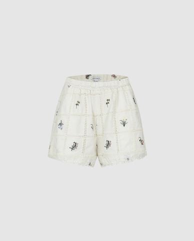  URBAN REVIVO - Quần short ngắn nữ kẻ caro phối ren 