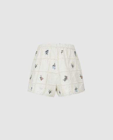  URBAN REVIVO - Quần short ngắn nữ kẻ caro phối ren 