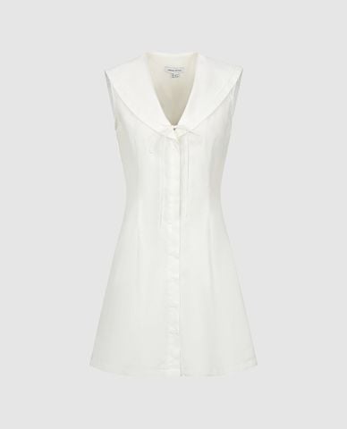  URBAN REVIVO - Đầm sát nách mini cổ thủy thủ phối nơ 