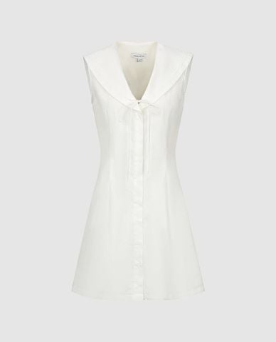  URBAN REVIVO - Đầm sát nách mini cổ thủy thủ phối nơ 