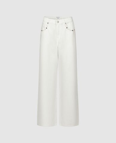  URBAN REVIVO - Quần jeans nữ ống rộng đính hạt 
