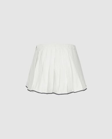  URBAN REVIVO - Chân váy chữ A mini xếp ly phối dây rút 