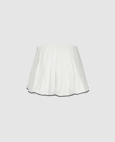  URBAN REVIVO - Chân váy chữ A mini xếp ly phối dây rút 