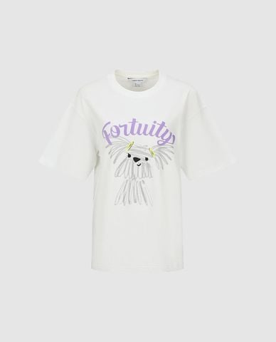  URBAN REVIVO - Áo thun nữ cổ tròn tay ngắn in họa tiết 