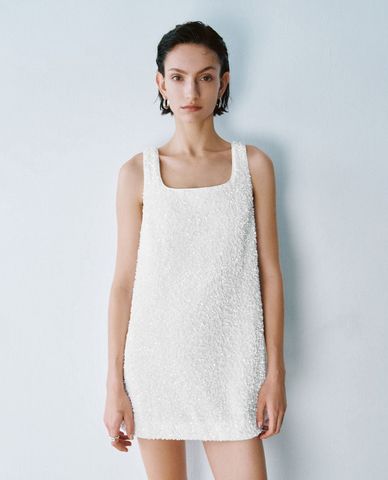  URBAN REVIVO - Đầm hai dây mini bản to cổ vuông 