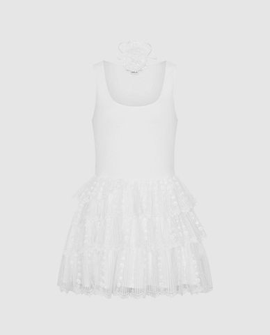  URBAN REVIVO - Đầm sát nách mini xếp tầng 