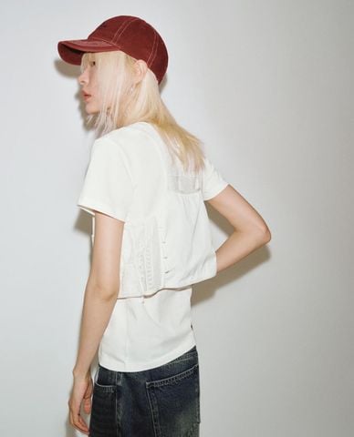  URBAN REVIVO - Áo khoác gilet nữ khóa cài phom croptop 