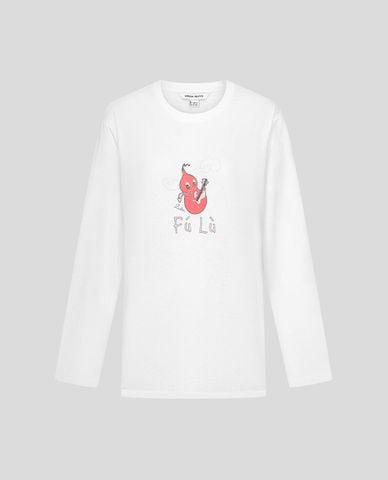  URBAN REVIVO - Áo thun nữ cổ tròn tay dài in họa tiết 