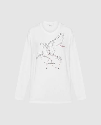  URBAN REVIVO - Áo thun nữ cổ tròn tay dài in họa tiết 