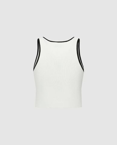  URBAN REVIVO - Áo dệt kim nữ cổ vuông phối khoá zip 