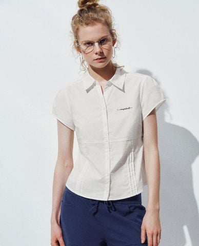  URBAN REVIVO - Áo sơ mi nữ cổ bẻ tay ngắn 