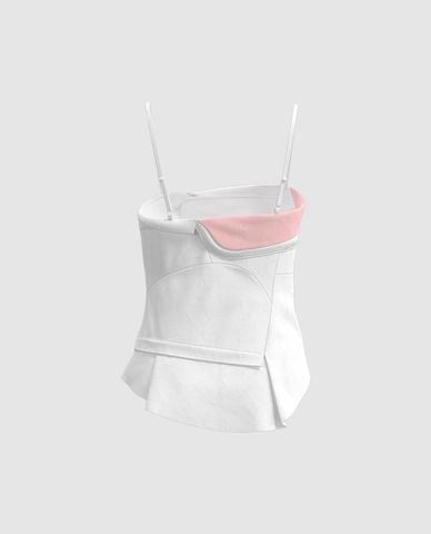  URBAN REVIVO - Áo hai dây nữ bất đối xứng phối nút 