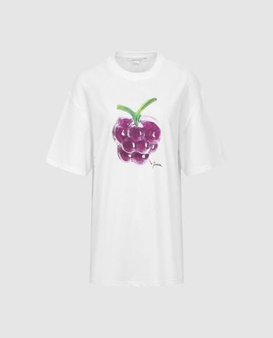  URBAN REVIVO - Áo thun nữ cổ tròn tay ngắn in họa tiết 