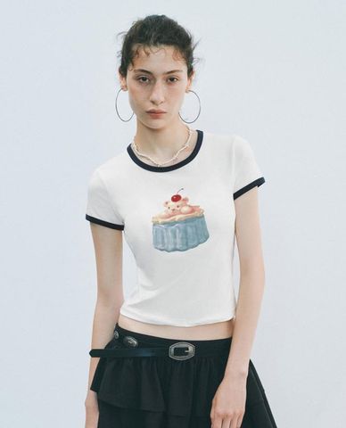  URBAN REVIVO - Áo croptop nữ phối viền hiện đại 