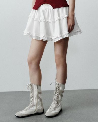  URBAN REVIVO - Chân váy chữ A mini lưng thun 