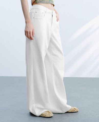  URBAN REVIVO - Quần jeans nữ ống rộng thanh lịch 