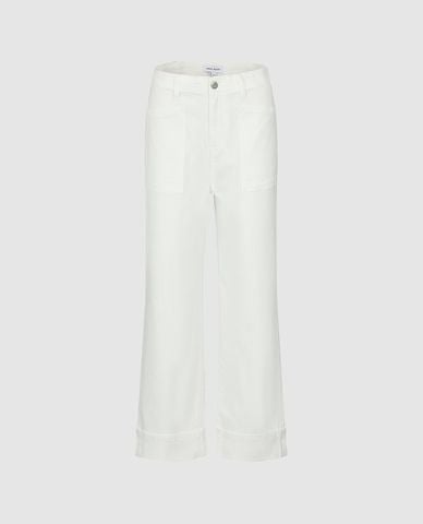  URBAN REVIVO - Quần jeans nữ ống rộng xắn gấu 