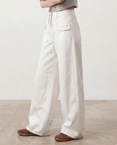  URBAN REVIVO - Quần jeans nữ ống rộng túi hộp 
