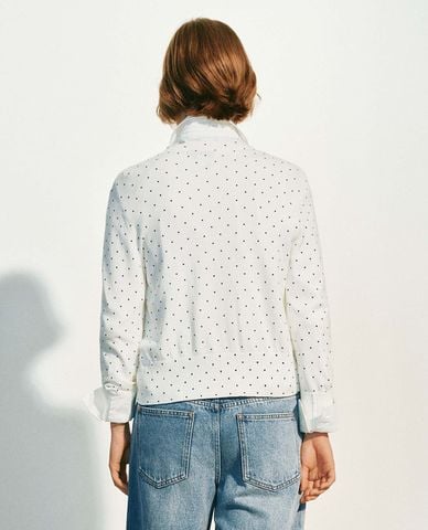  URBAN REVIVO - Áo khoác cardigan nữ cổ tròn họa tiết chấm bi 