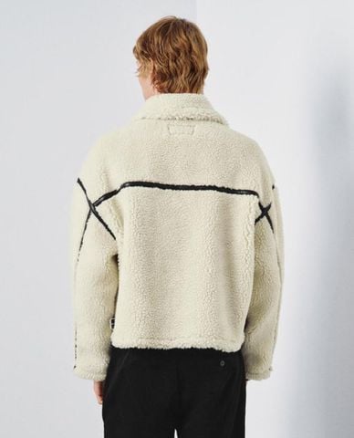  URBAN REVIVO - Áo khoác lông nam cổ bẻ tay dài 