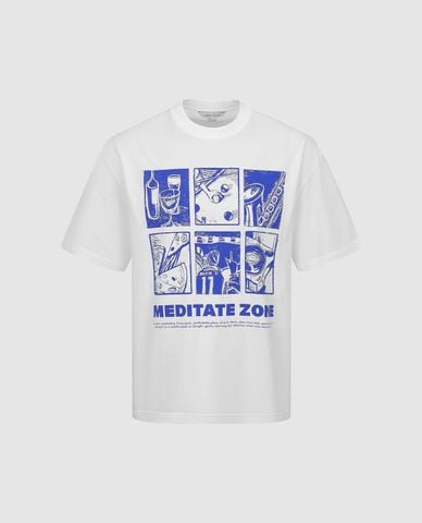  URBAN REVIVO - Áo thun nam cổ tròn tay ngắn in họa tiết 