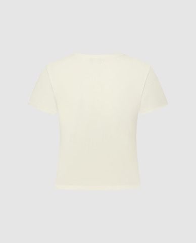  URBAN REVIVO - Áo thun nữ cổ tròn tay ngắn in họa tiết 