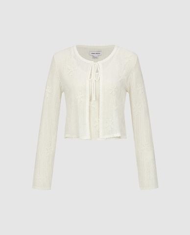  URBAN REVIVO - Áo khoác cardigan nữ buộc dây phom croptop 