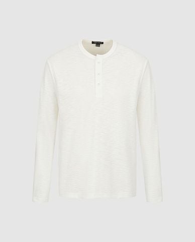  URBAN REVIVO - Áo thun nam cổ henley tay dài phom suông 