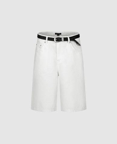  URBAN REVIVO - Quần short jeans nam phối thắt lưng 