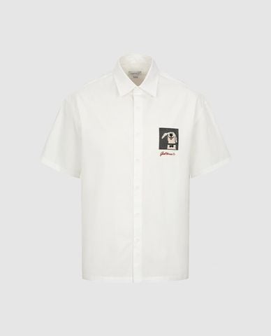  URBAN REVIVO - Áo sơ mi nam cổ bẻ tay ngắn phối họa tiết 